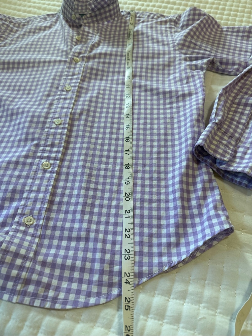 Upcycled Mens Ralph Lauren Lavender Gingham Button-Down Shirt - Picture 4 of 8